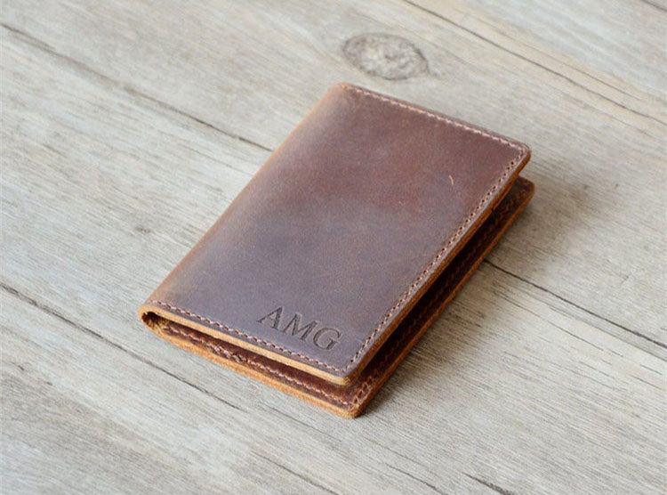 MONOGRAMMED Leather Travel Wallet Personalized Passport Cover Distressed  Leather Passport Holder Personalized Groomsmen Gift | Pike-Chestnut