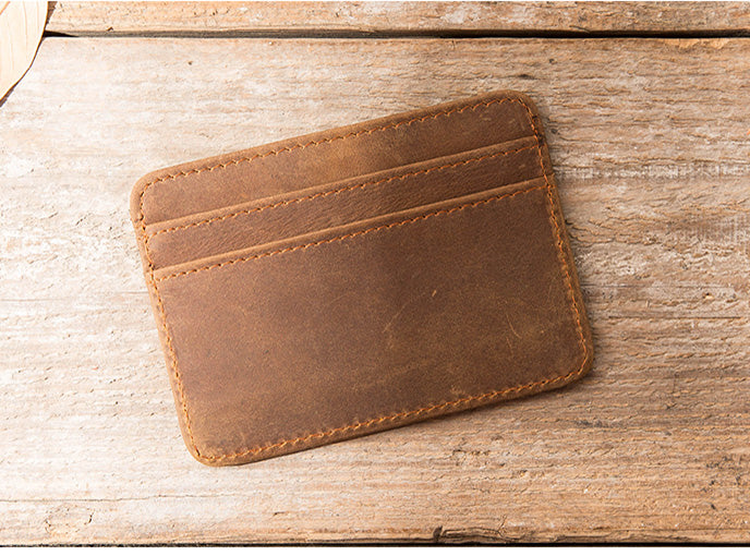 Minimalist Leather Wallet, Personalized Slim Front Pocket Wallet, Men's  Cardholder, Distressed Leather Perfect Gift - Yahoo Shopping
