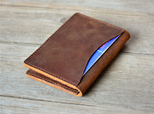 Load image into Gallery viewer, Minimalist Wallet, Personalized Wallet, Bifold Wallet, Distressed Leather Wallet, Slim Bifold Leather Wallet, Groomsmen money clip
