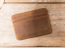 Load image into Gallery viewer, MINIMALIST LEATHER WALLET, Personalized Slim Front Pocket Wallet, Men&#39;s Cardholder, Distressed Leather Cardholder, Perfect Gift
